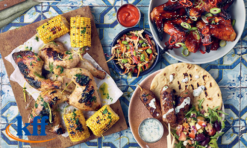 http://Rotisserie%20chicken,%20mini%20corn%20on%20the%20cobs,%20lamb%20koftas,%20wrap%20&%20salad,%20chilli%20chicken%20wings